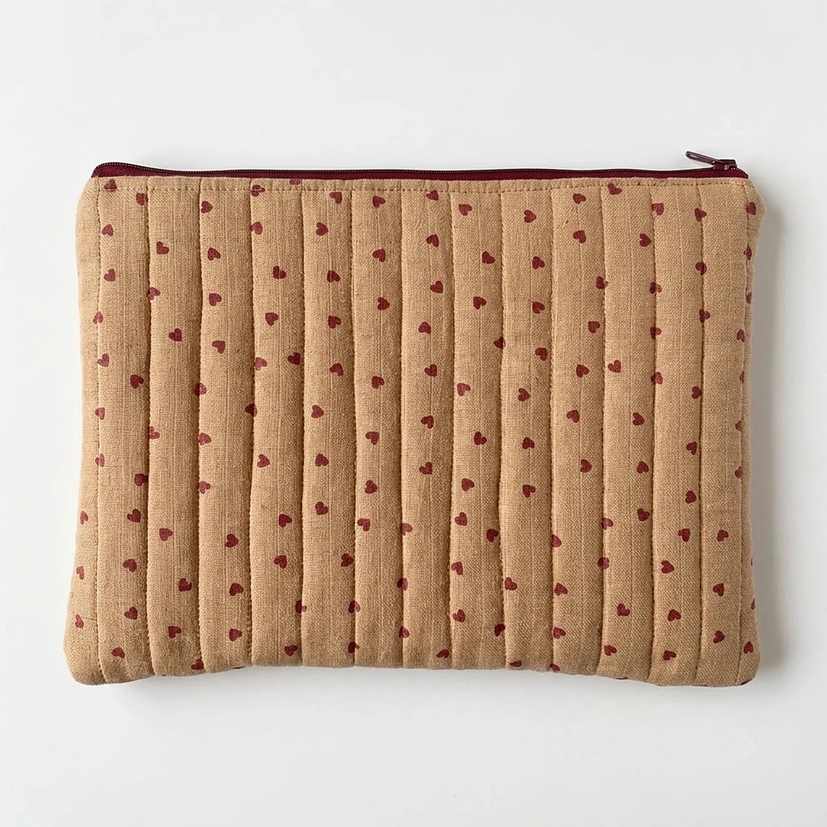 Tan Heart Quilted Laptop Sleeve, photo 1 of 4