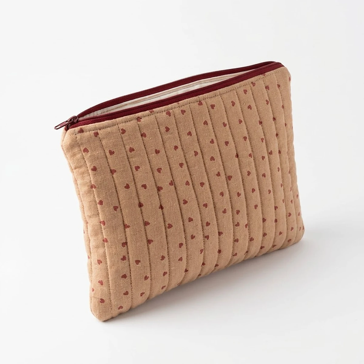 Tan Heart Quilted Laptop Sleeve, photo 2 of 4