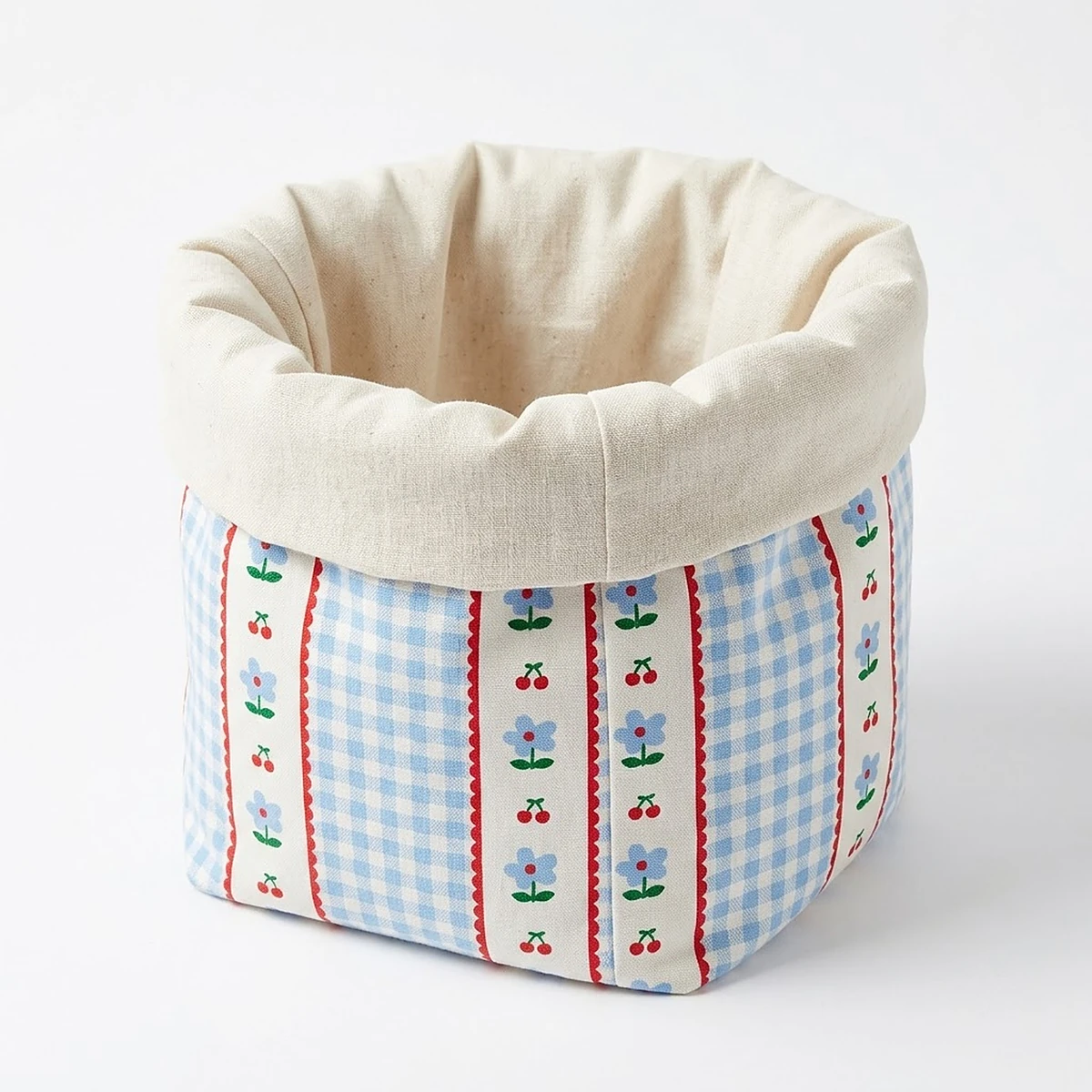 Cherry Gingham Storage Basket, photo 1 of 6