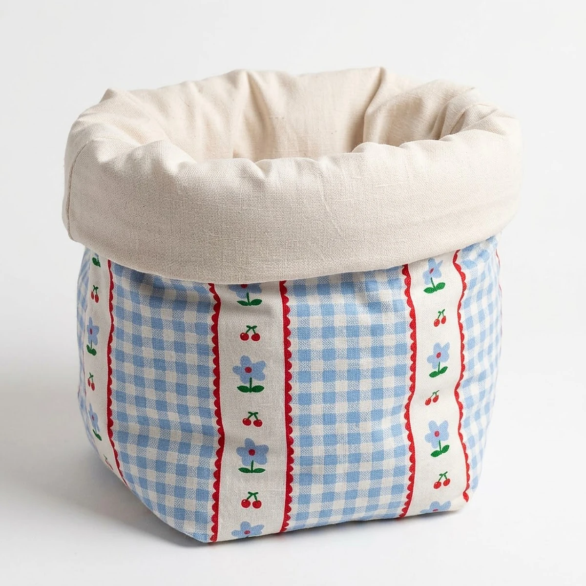 Cherry Gingham Storage Basket, photo 2 of 6